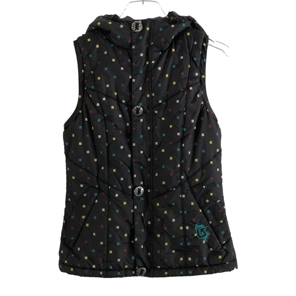 Burton Snow Ski Hooded Vest Confetti Check Print Small